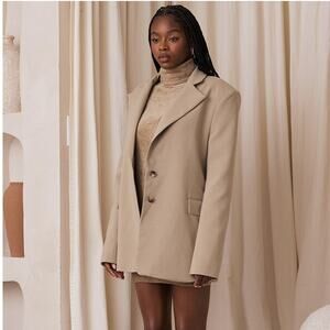 NWOT House of CB Aline mink oversized blazer in Beige